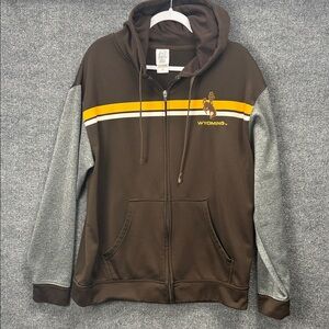 University of Wyoming Cowboys Full Zip Hoodie Brown and Gold Men's Large 42/44